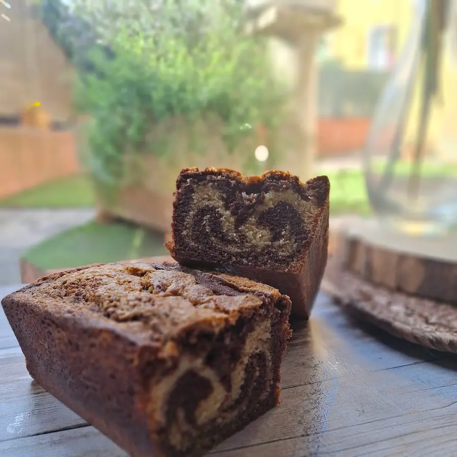 Découpe du cake marbré