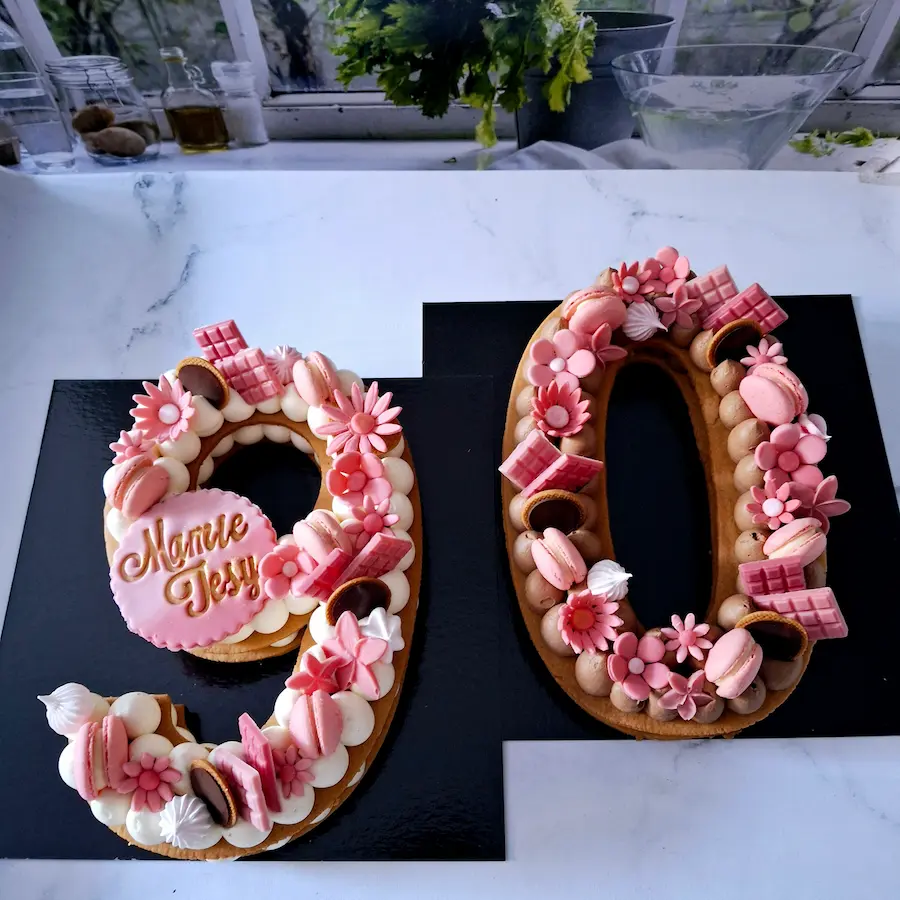 infinies gourmandises - Number cake code couleur rose